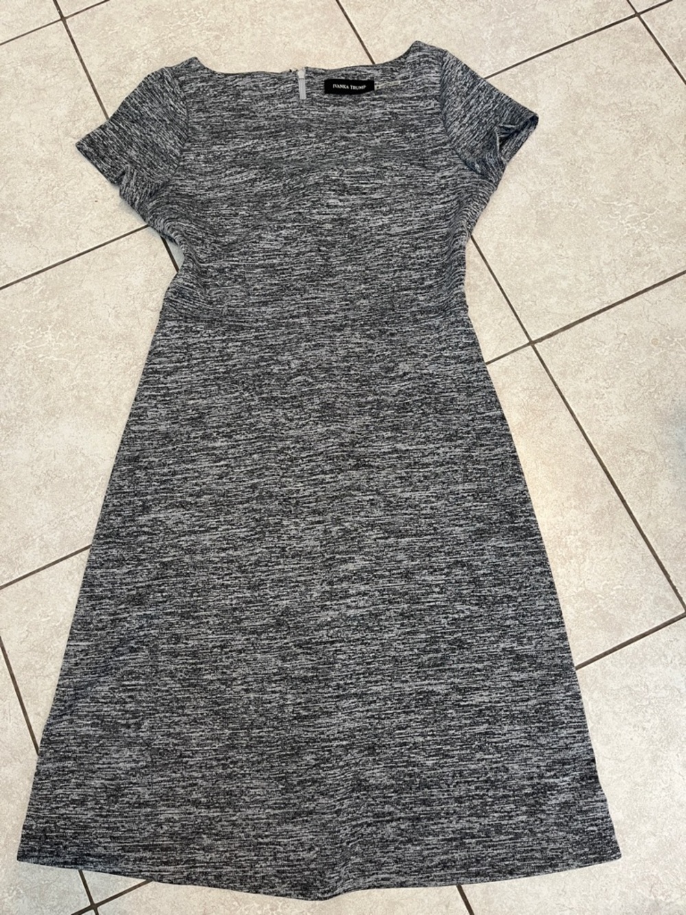 Ivanka Trump Gray Heather Midi Knit Dress with Cap Sleeves